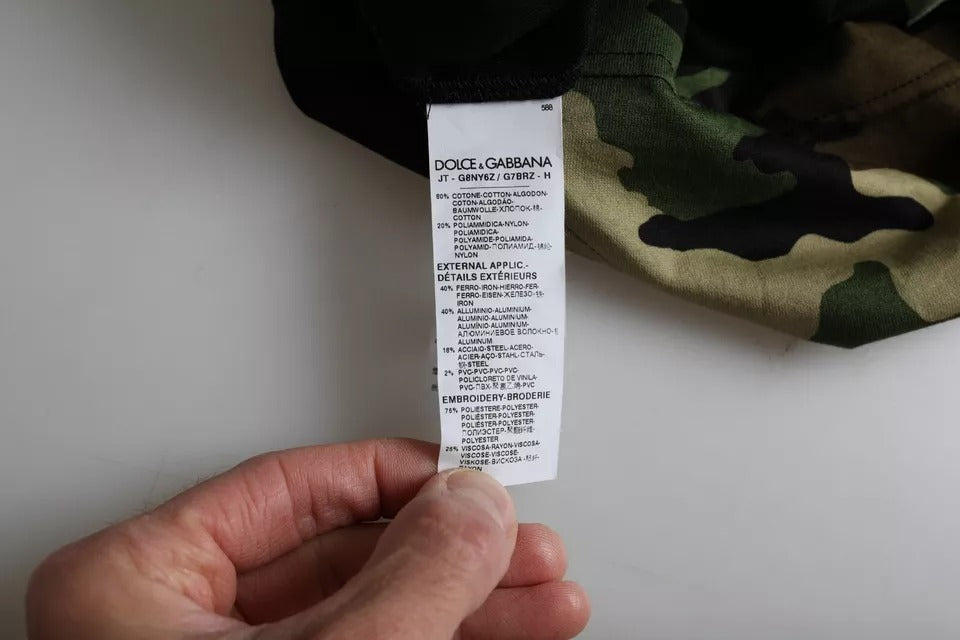 Dolce & Gabbana Multicolor Camouflage Baumwolle Rundhalsausschnitt Männer T-shirt