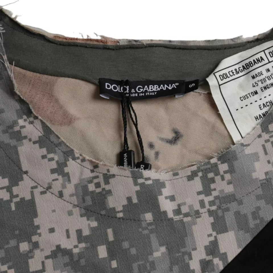 Dolce & Gabbana Multicolor Camouflage Baumwolle Rundhalsausschnitt Männer T-shirt