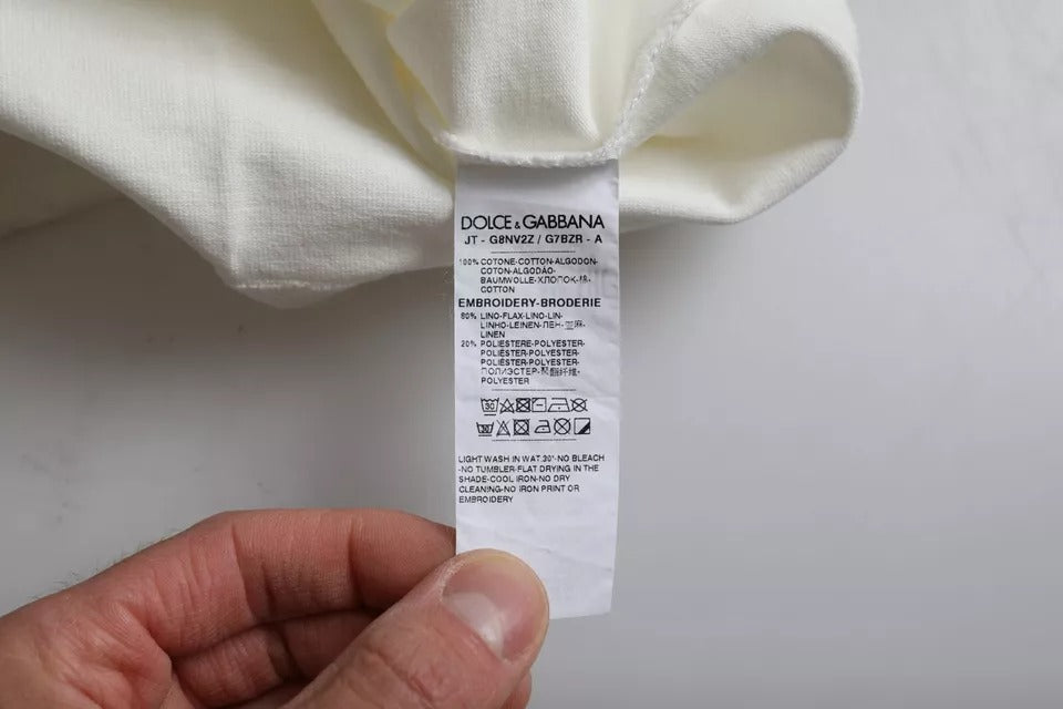 Dolce & Gabbana Weißes Love & Peace Baumwoll-T-Shirt mit Rundhalsausschnitt