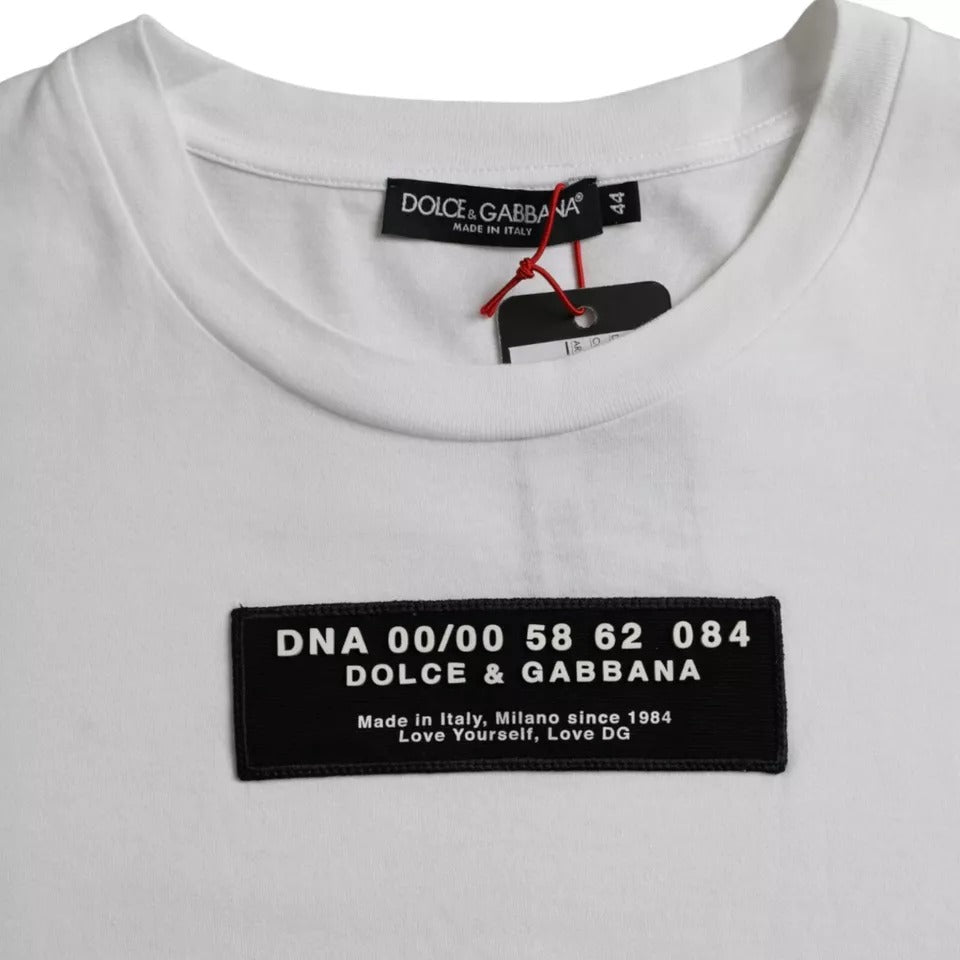 Dolce & Gabbana Weiß Baumwolle DG Applique Männer Casual T-Shirt