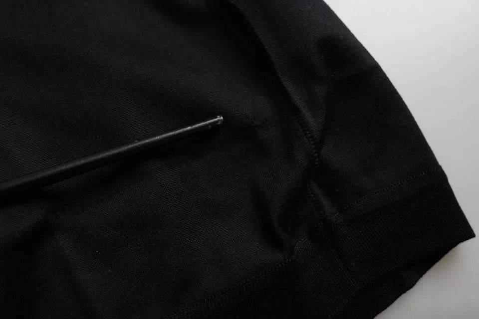 Dolce & Gabbana Schwarzes Seiden-T-Shirt mit Rundhalsausschnitt und kurzen Ärmeln