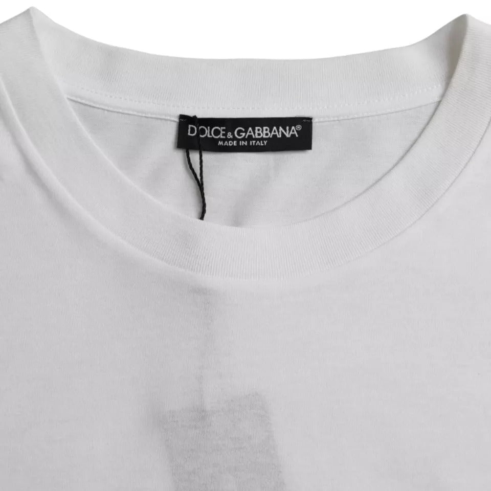 Dolce & Gabbana Weißes Baumwoll-T-Shirt mit Rundhalsausschnitt und kurzen Ärmeln