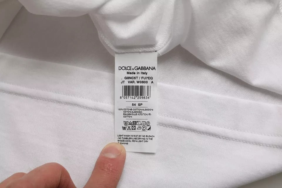 Dolce & Gabbana Weißes Baumwoll-T-Shirt mit Rundhalsausschnitt und kurzen Ärmeln
