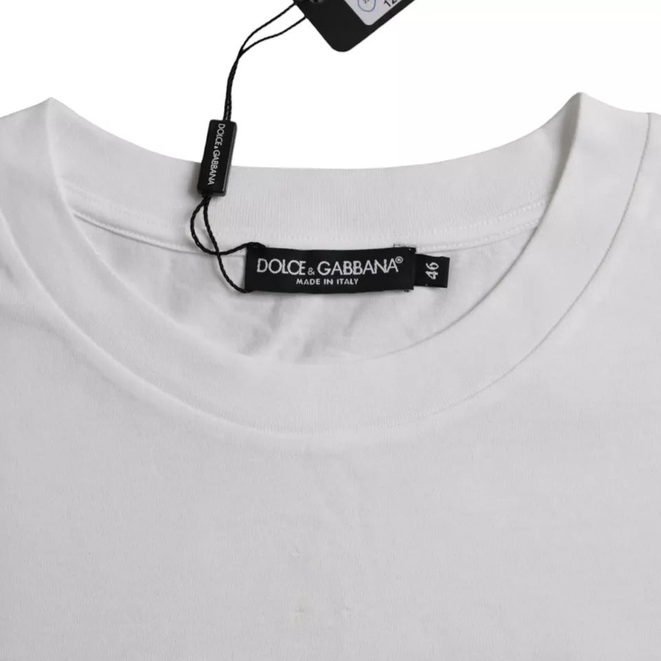 Dolce & Gabbana Weißes Baumwoll-T-Shirt mit Rundhalsausschnitt und kurzen Ärmeln