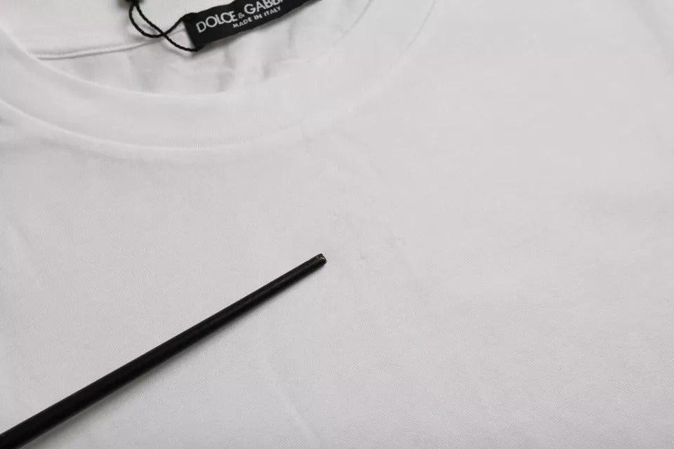 Dolce & Gabbana Weißes Baumwoll-T-Shirt mit Rundhalsausschnitt und kurzen Ärmeln