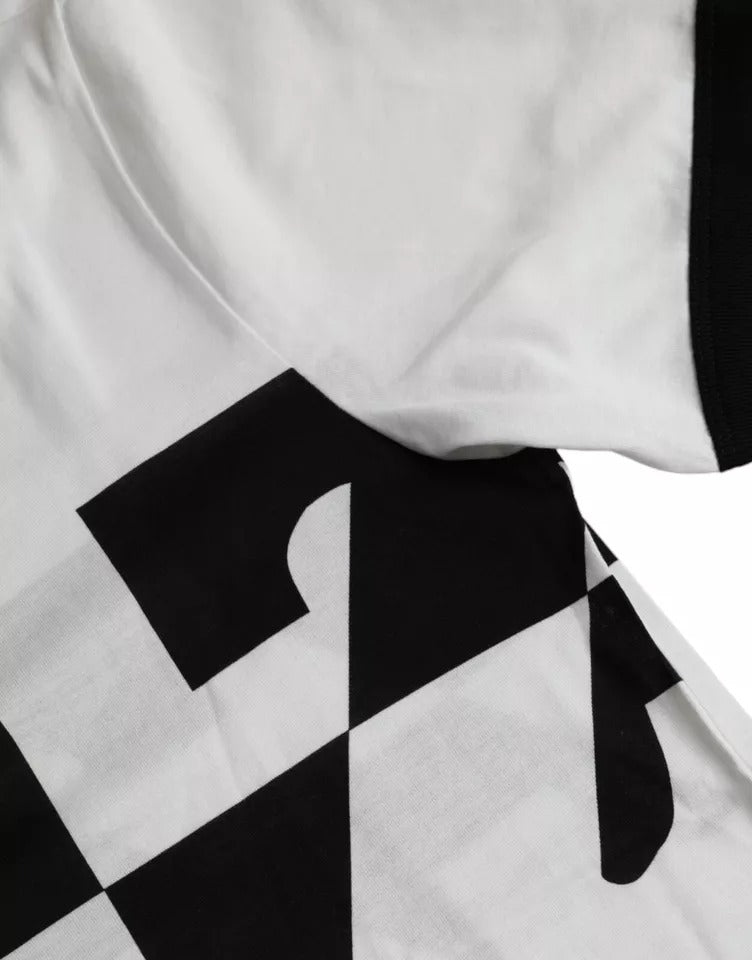 Dolce & Gabbana Schwarz Weiß Jazz Print Baumwolle Kurzarm-T-Shirt