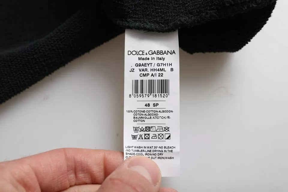 Dolce & Gabbana Schwarzes Baumwoll-T-Shirt mit Kapuze und kurzen Ärmeln