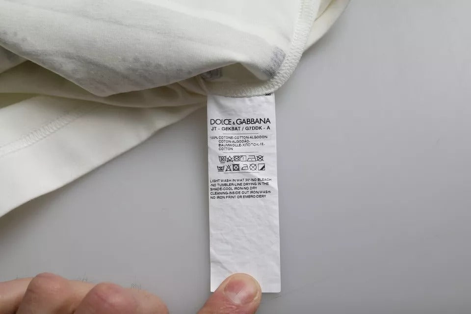 Dolce & Gabbana Weißes Bandana Print Baumwolle kurze Ärmel Männer T-Shirt