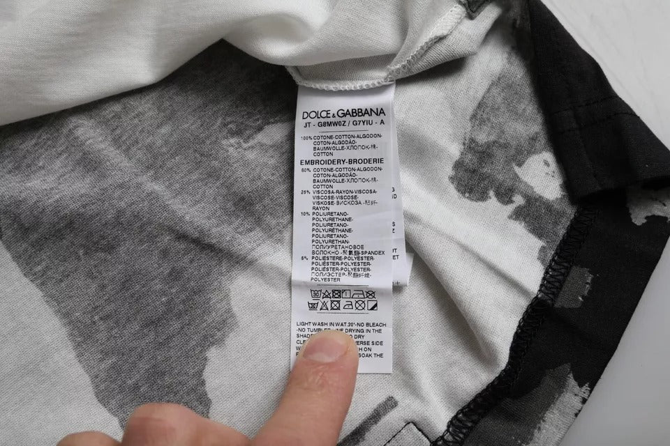 Dolce & Gabbana Schwarz Weiß Camouflage Rundhals T-Shirt