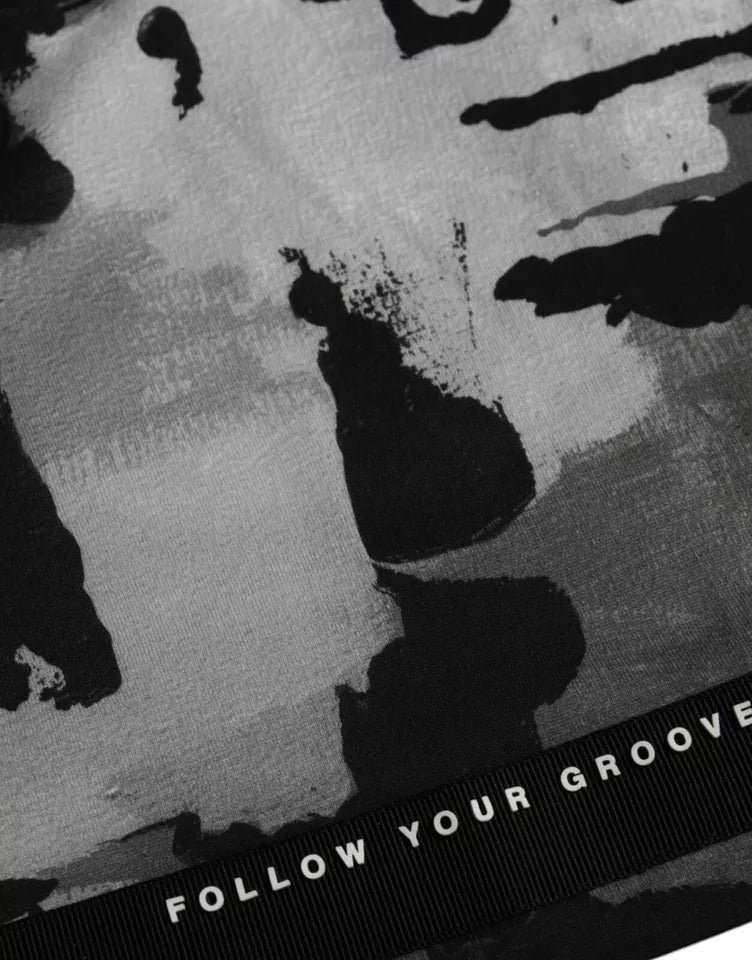 Dolce & Gabbana Schwarz Weiß Camouflage Rundhals T-Shirt