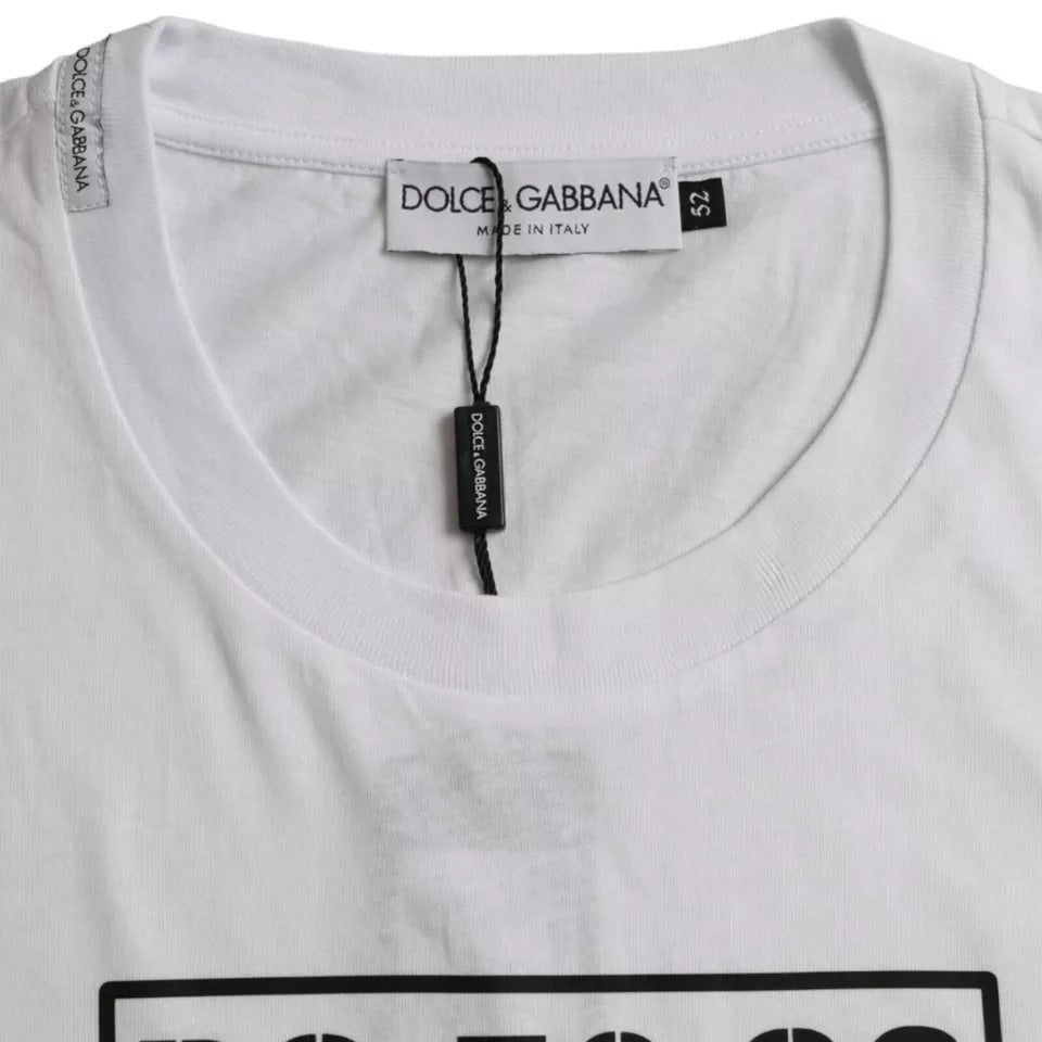 Dolce & Gabbana Weißes Logo-Rundhals-T-Shirt mit kurzen Ärmeln