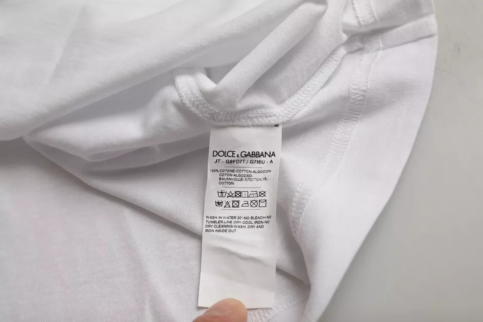Dolce & Gabbana Weißes Logo-Rundhals-T-Shirt mit kurzen Ärmeln