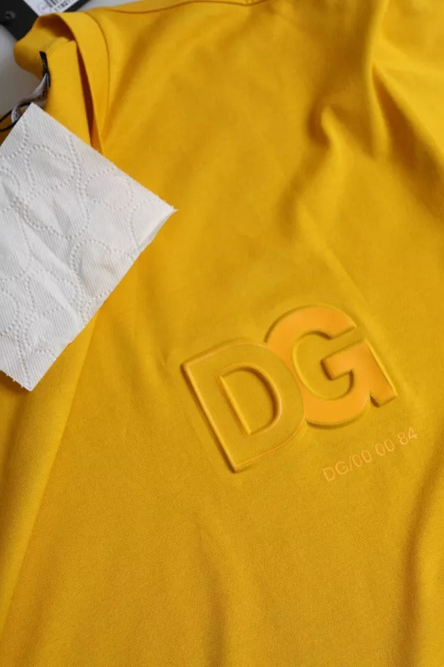 Dolce & Gabbana Dunkelgelbes Logo-Baumwoll-T-Shirt mit Rundhalsausschnitt