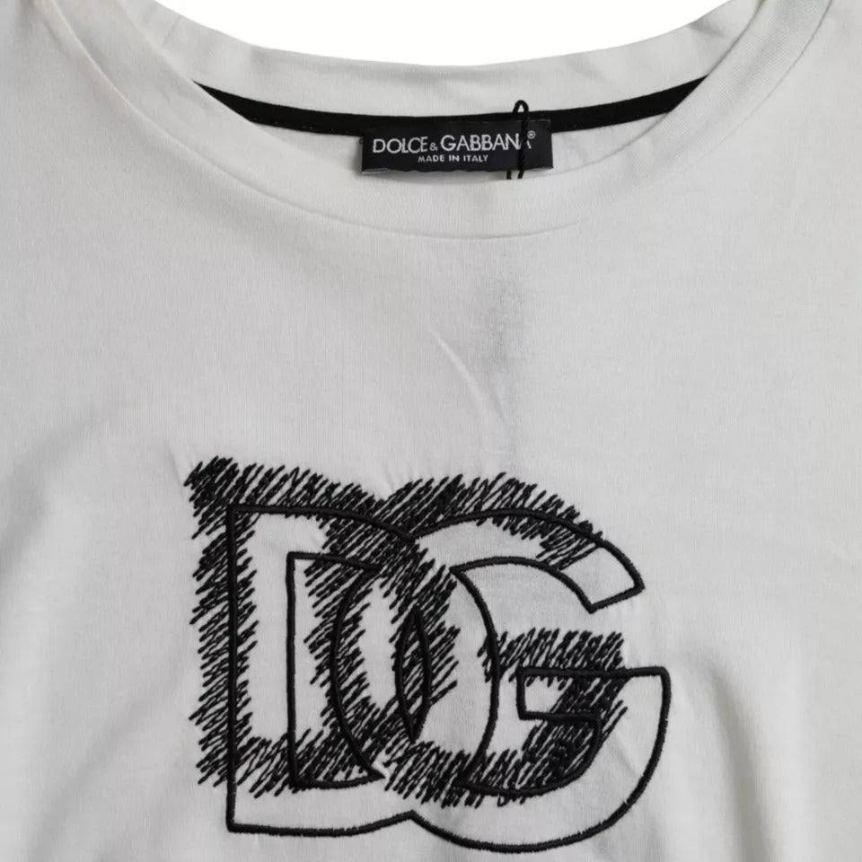 Dolce & Gabbana Weißes Logo-Rundhals-T-Shirt mit kurzen Ärmeln