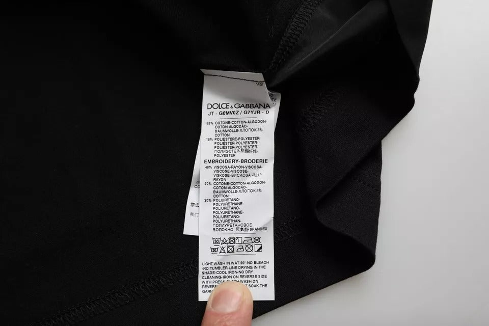 Dolce & Gabbana Schwarzes Baumwolltaschen-T-Shirt mit kurzen Ärmeln für Männer