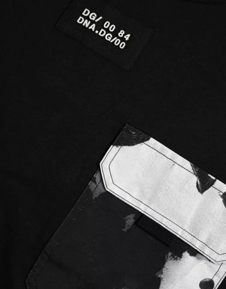 Dolce & Gabbana Schwarzes Baumwolltaschen-T-Shirt mit kurzen Ärmeln für Männer