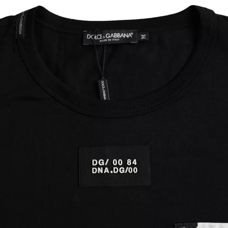 Dolce & Gabbana Schwarzes Baumwolltaschen-T-Shirt mit kurzen Ärmeln für Männer