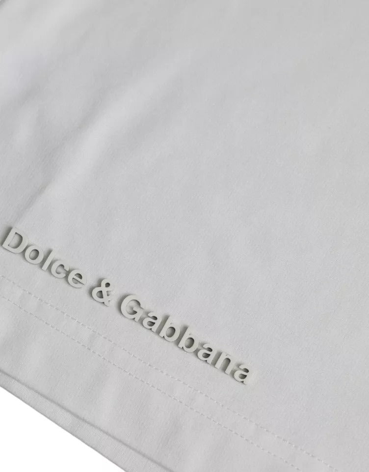 Dolce & Gabbana Weißes Logo-Rundhals-T-Shirt mit kurzen Ärmeln