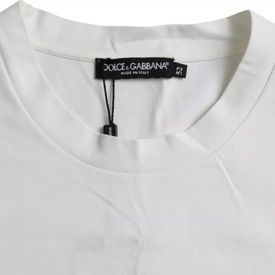 Dolce & Gabbana Weißes Logo-Rundhals-T-Shirt mit kurzen Ärmeln
