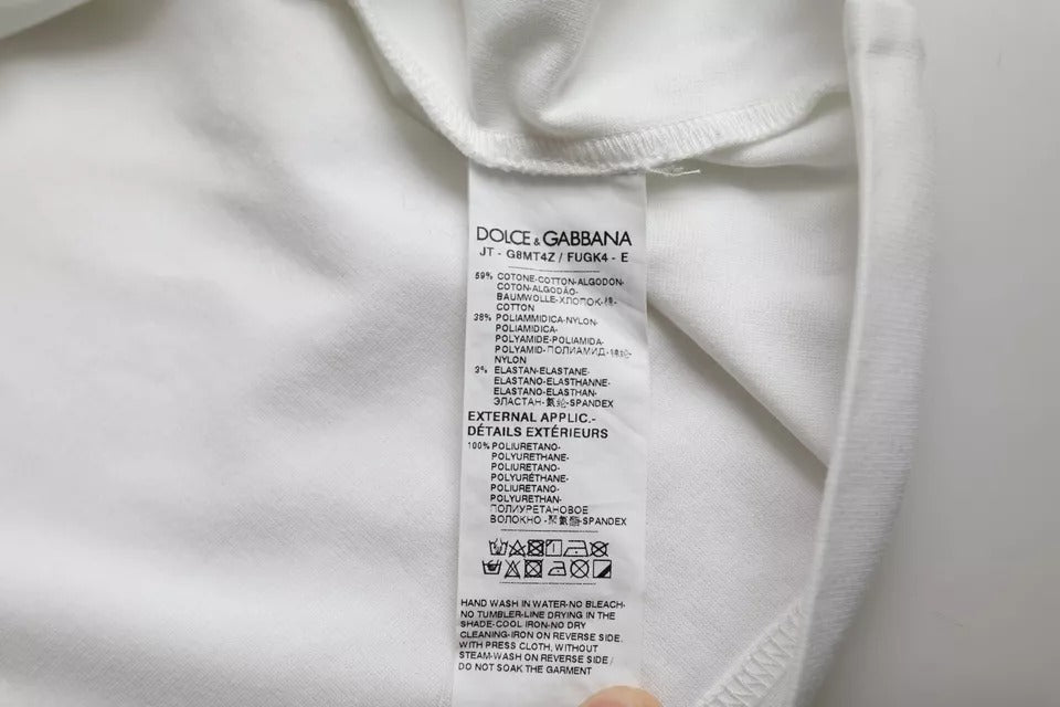 Dolce & Gabbana Weißes Logo-Rundhals-T-Shirt mit kurzen Ärmeln