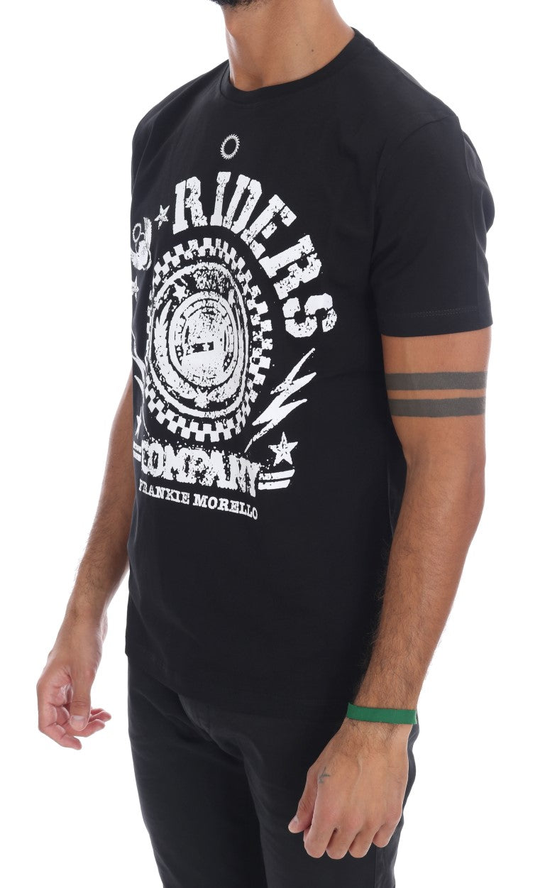 Frankie Morello Schwarzes Baumwoll-RIDERS T-Shirt mit Rundhalsausschnitt
