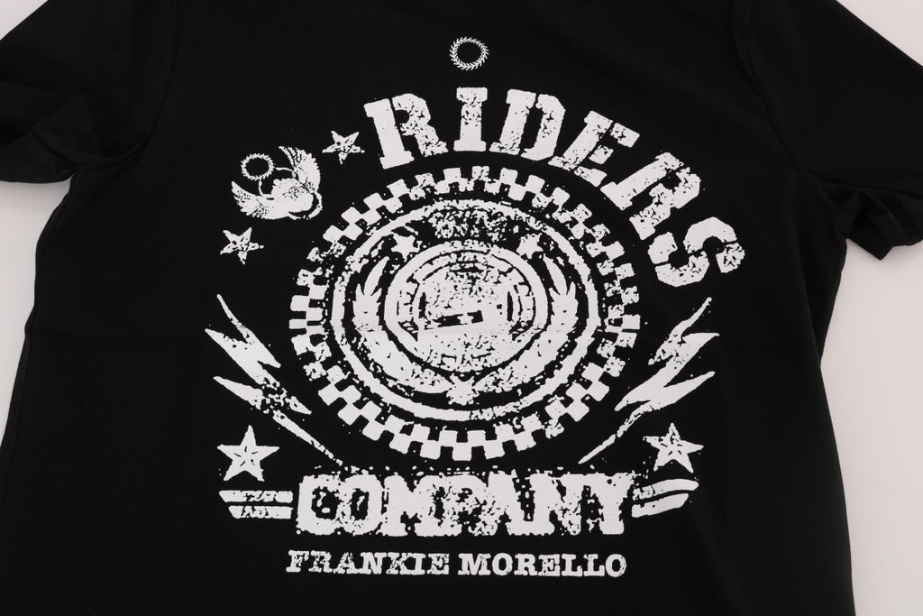 Frankie Morello Schwarzes Baumwoll-RIDERS T-Shirt mit Rundhalsausschnitt