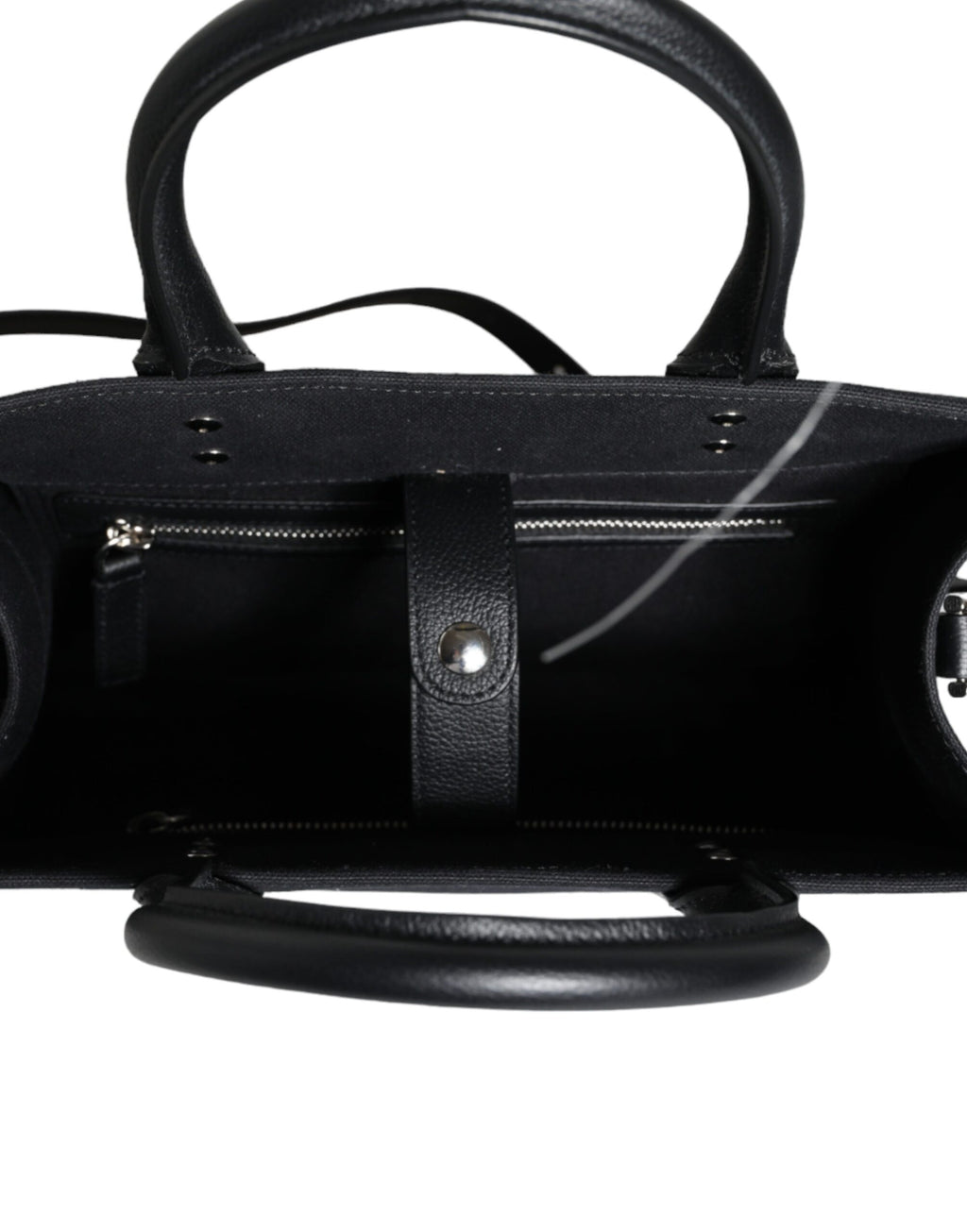 Versace Schwarze Top Handle Canvas Leder Logo Crossbody Tote Bag