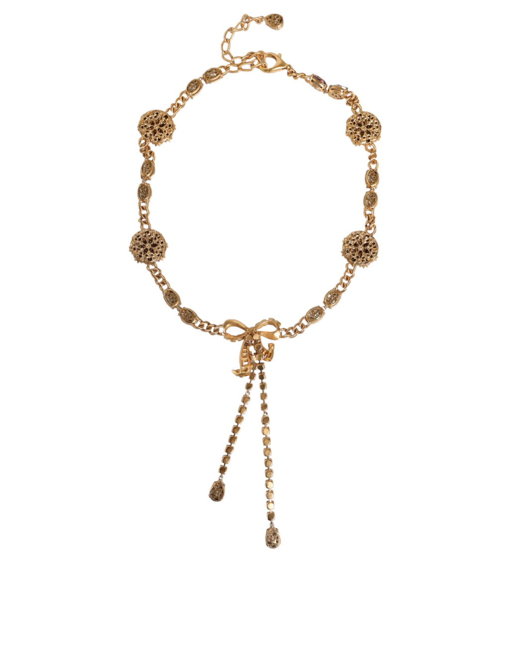 Dolce & Gabbana Gold-Ton Messing Kristall verschönert Taille Kette Gürtel