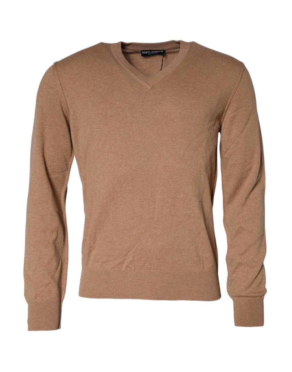 Dolce & Gabbana Brauner Kaschmir-Strickpullover mit V-Ausschnitt