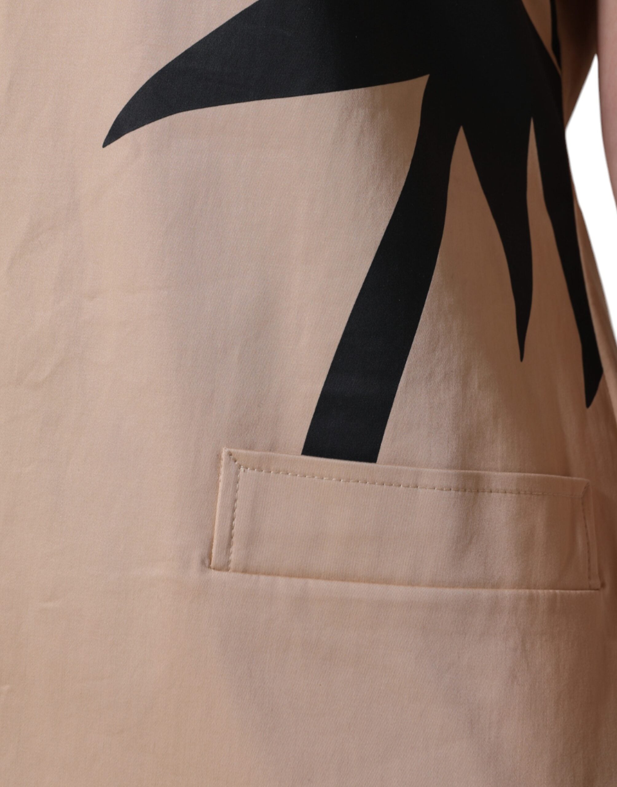 Moschino Beigefarbenes Baumwollkleid mit kurzen Ärmeln und Knielänge