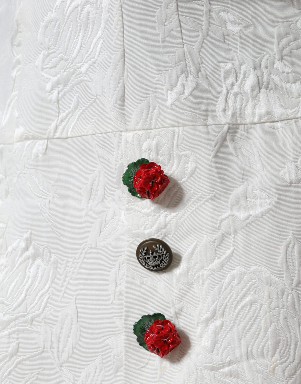 Dolce & Gabbana Weißer floraler Brokat-Minirock mit Verzierungen