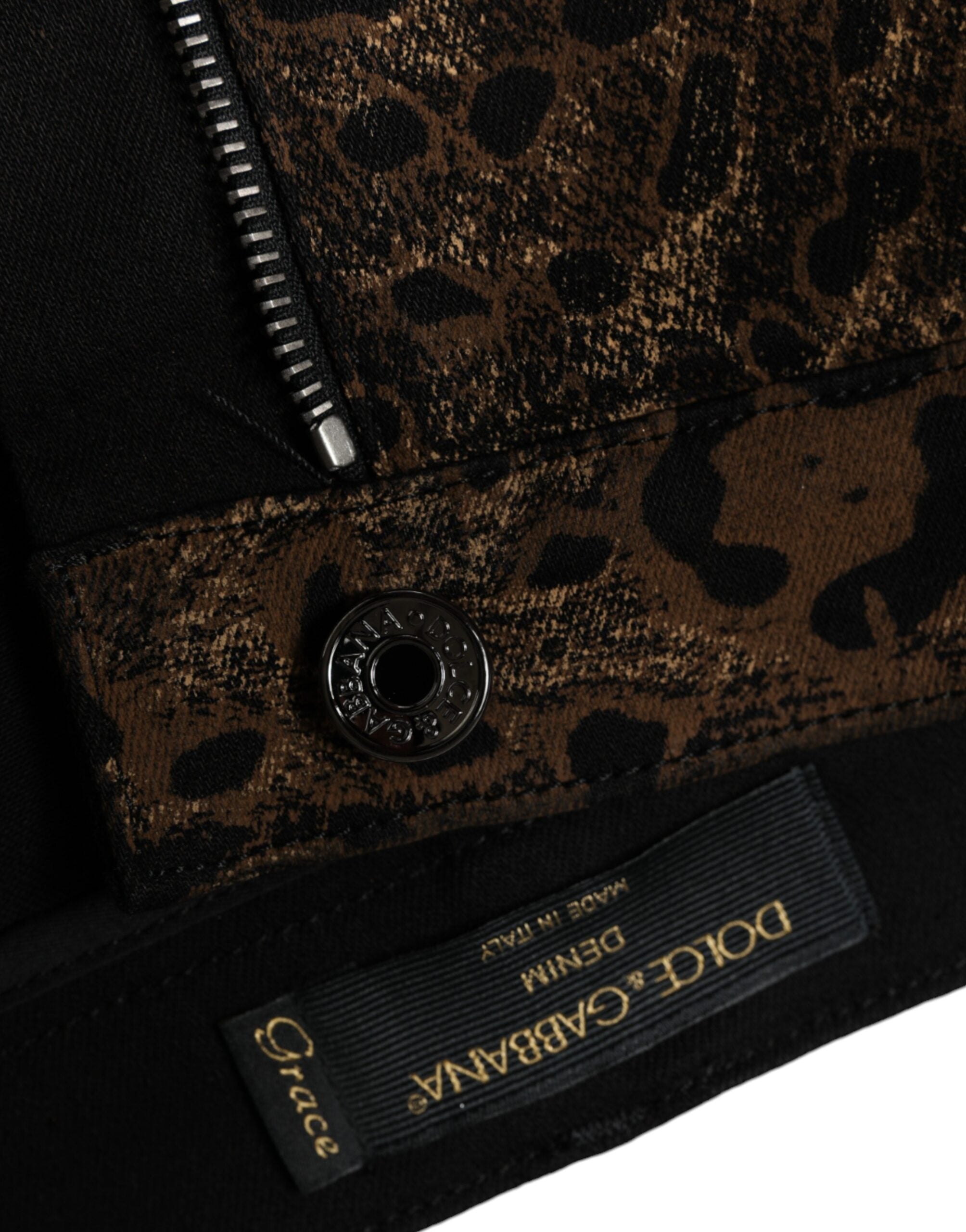 Dolce & Gabbana Braun Leopard Baumwolle Skinny Denim Jeans