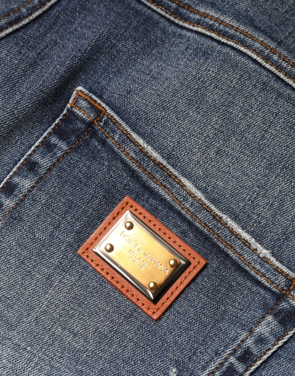 Dolce & Gabbana Dunkelblaue zerfledderte Skinny Denim Jeans aus Baumwolle