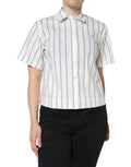 Dolce & Gabbana Weiß Gestreiftes Kurzärmeliges Poloshirt mit Kragen