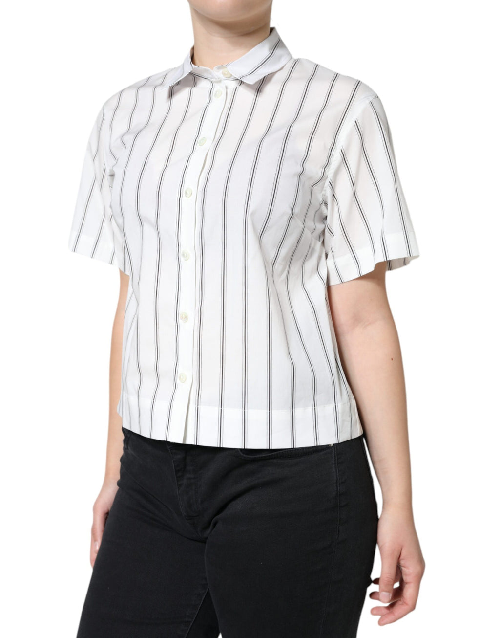Dolce & Gabbana Weiß Gestreiftes Kurzärmeliges Poloshirt mit Kragen