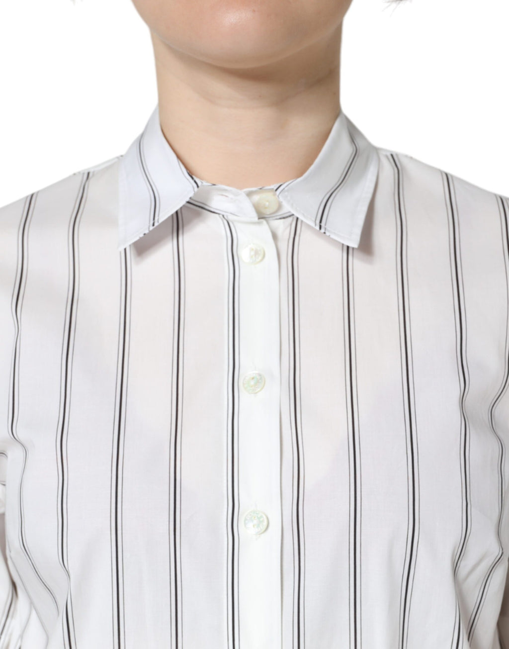 Dolce & Gabbana Weiß Gestreiftes Kurzärmeliges Poloshirt mit Kragen