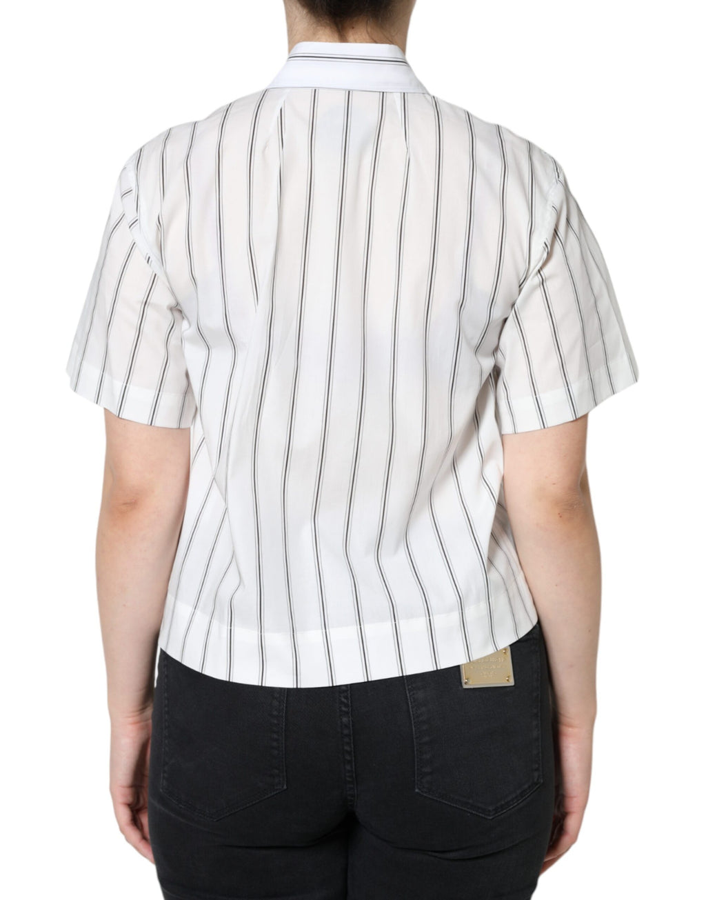 Dolce & Gabbana Weißes gestreiftes Poloshirt mit kurzen Ärmeln