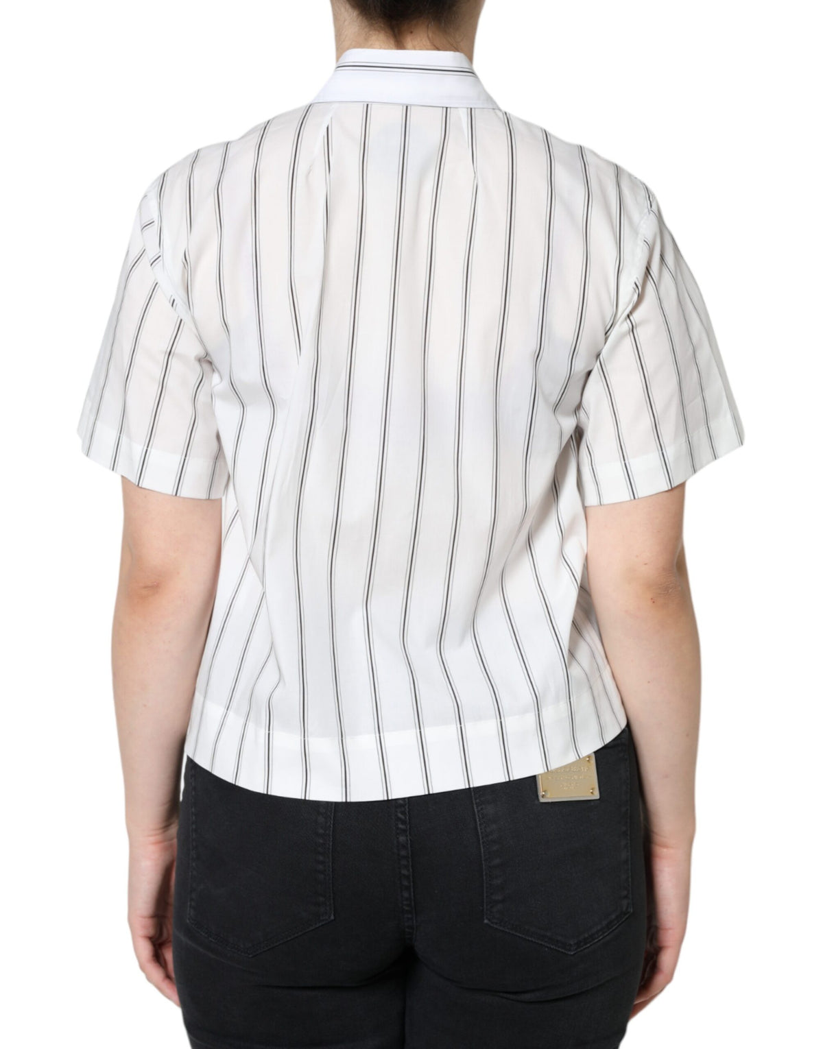 Dolce & Gabbana Weiß Gestreiftes Kurzärmeliges Poloshirt mit Kragen