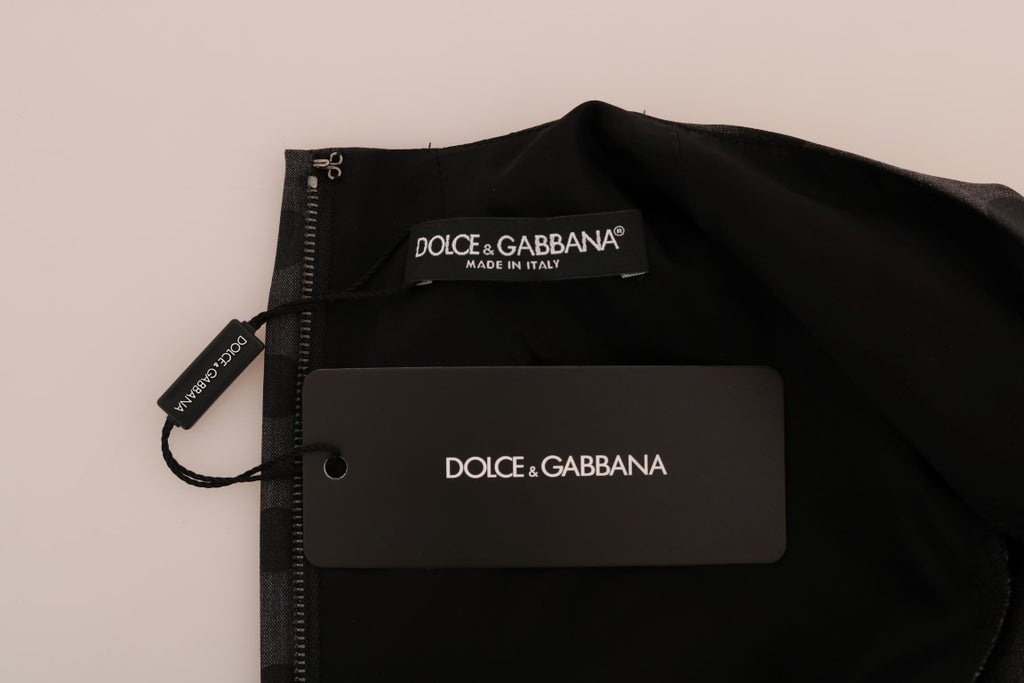 Dolce & Gabbana Graues gepunktetes Stretchkleid aus Wolle