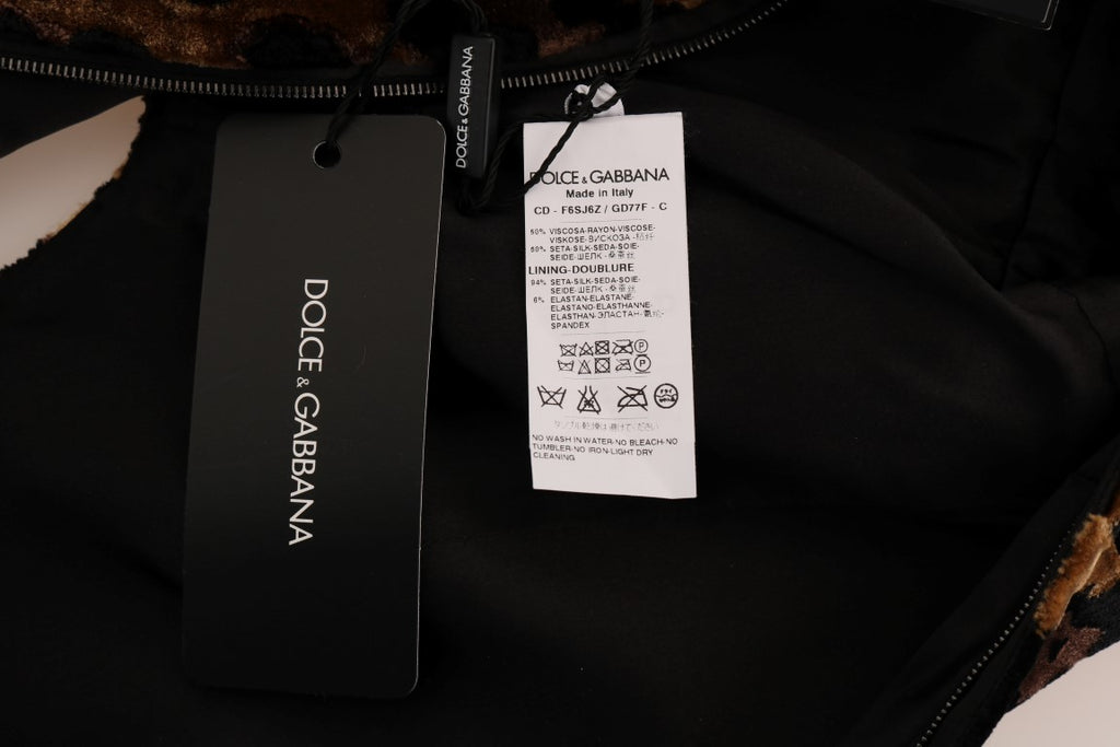 Dolce & Gabbana Braunes Seidenmantelkleid mit Leopardenmuster