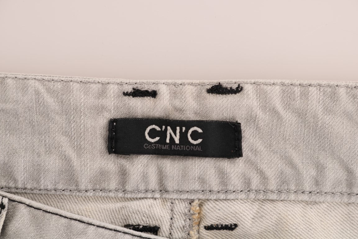 Costume National Graue Baumwollschlankjeans mit Waschung