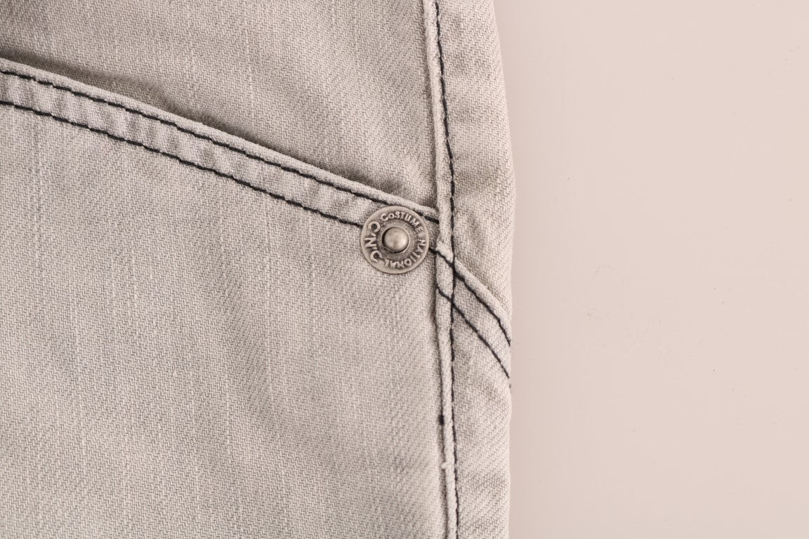 Costume National Graue Baumwollschlankjeans mit Waschung