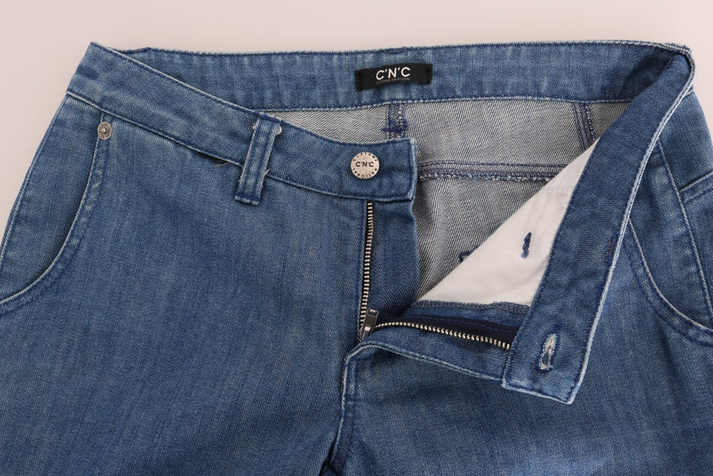 Costume National Blaue Waschung Baumwolle Slim Denim Jeans