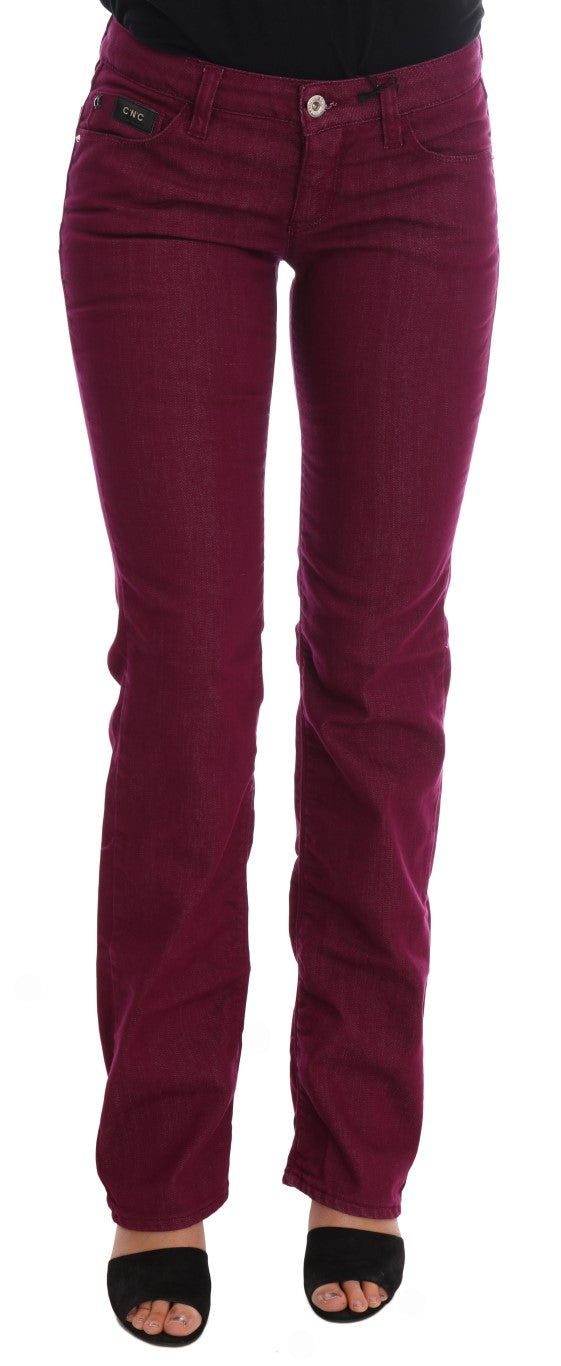 Costume National Rot gewaschene Cotton Stretch Denim Jeans