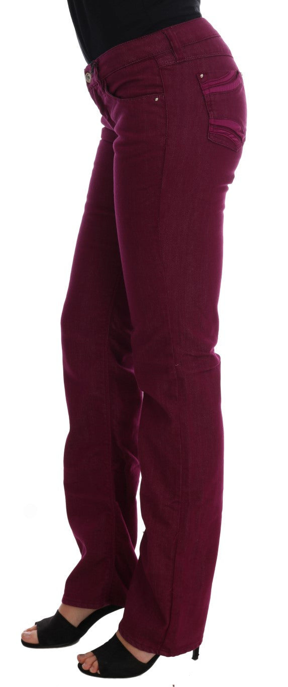 Costume National Rot gewaschene Cotton Stretch Denim Jeans
