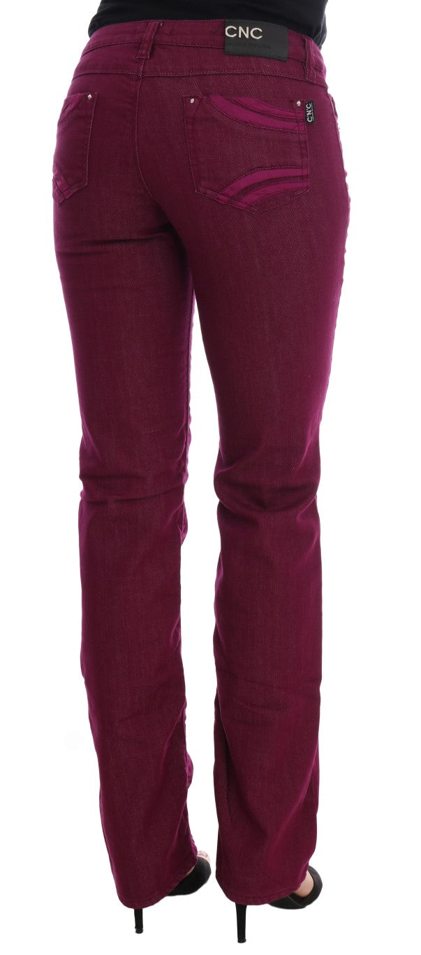 Costume National Rot gewaschene Cotton Stretch Denim Jeans