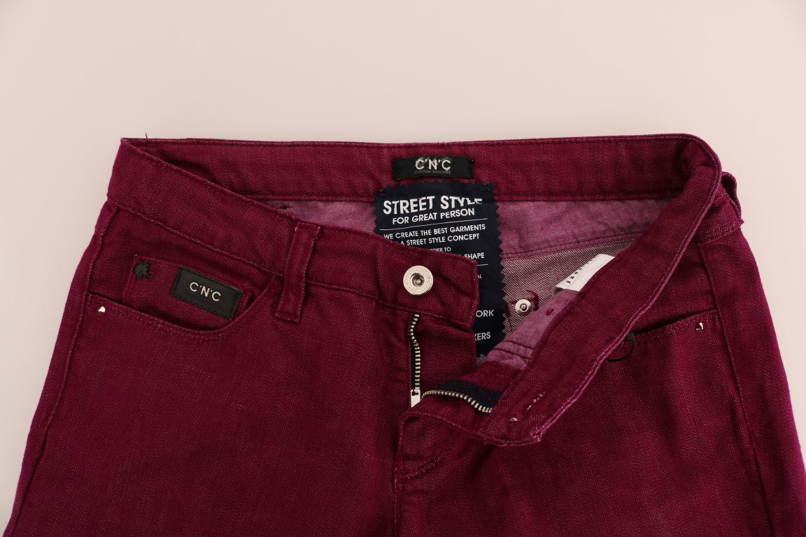 Costume National Rot gewaschene Cotton Stretch Denim Jeans