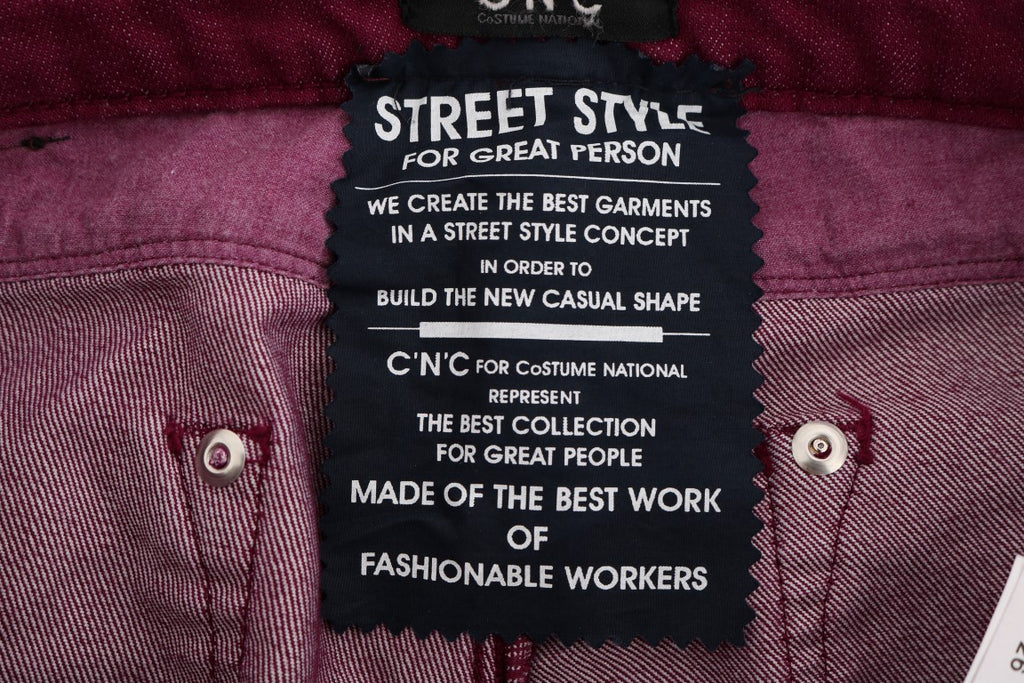 Costume National Rot gewaschene Cotton Stretch Denim Jeans