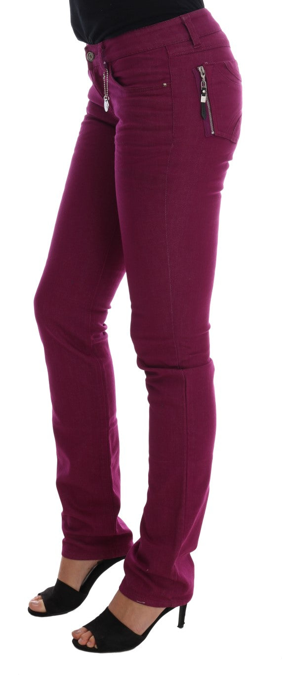 Costume National Lila Baumwolle Stretch Slim Denim Jeans