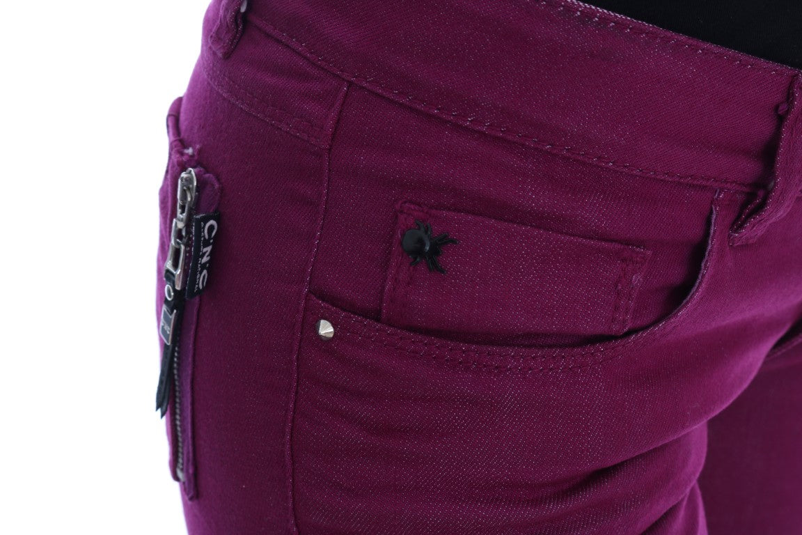 Costume National Lila Baumwolle Stretch Slim Denim Jeans